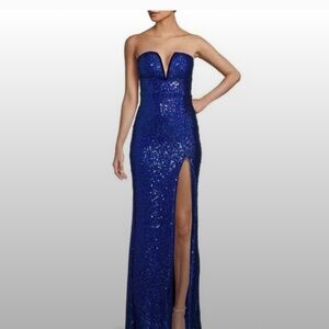 Emerald Sundae Dress XL Strapless Sequin Front Slit Lace Up Mermaid Gown